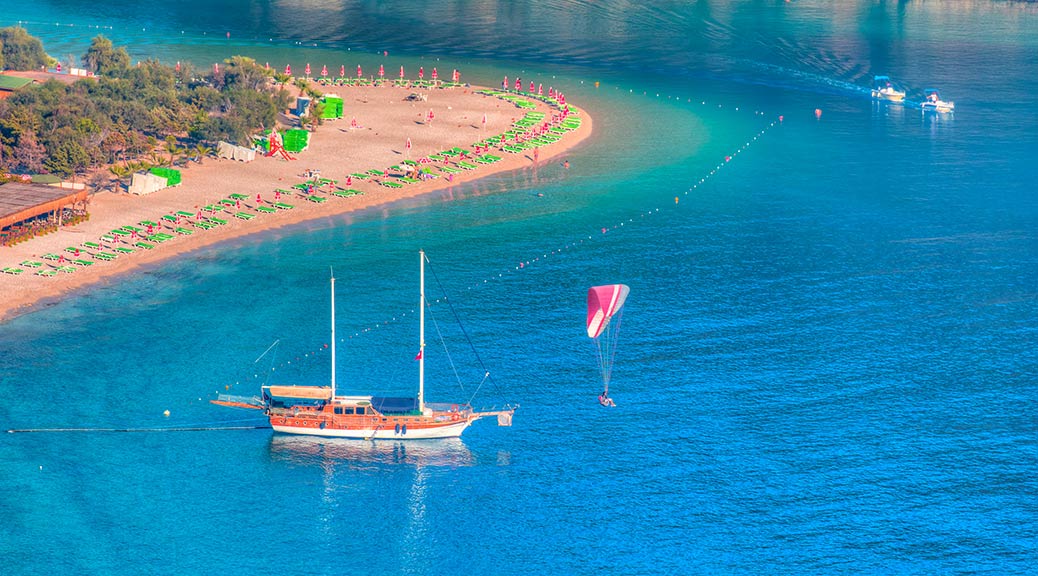 Oludeniz lagoon landscape beach view Dalaman, Turkey.